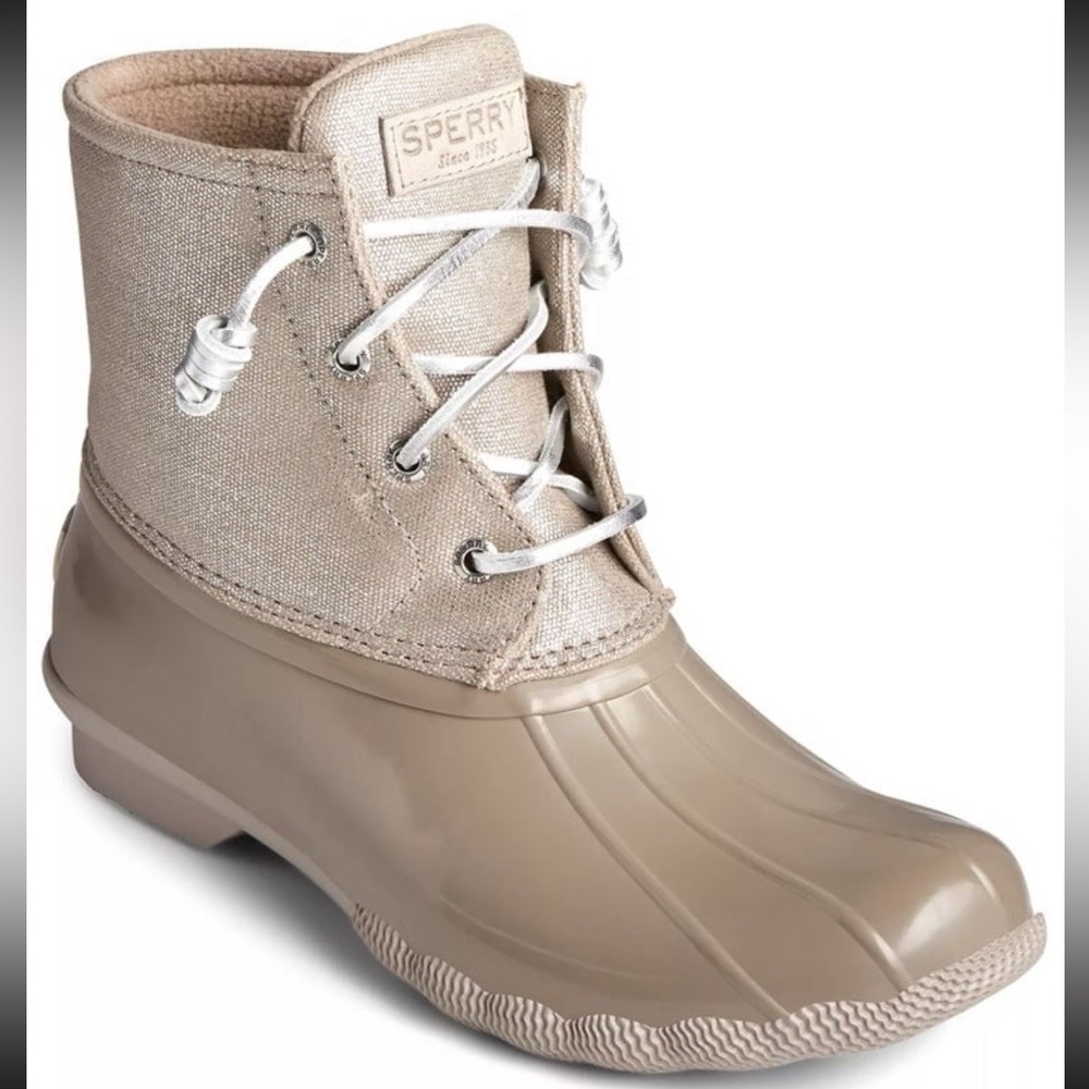 Sperry Women's Saltwater Waterproof Duck Boots Dove/Silver
